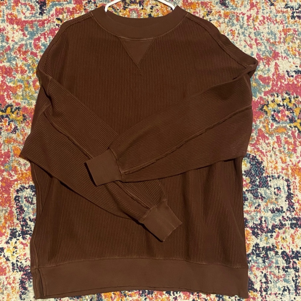 Aerie Womens Rich Brown Crewneck Sweater